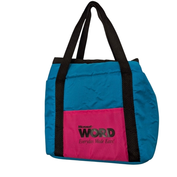 MICROSOFT Kool Pak Cooler Bag Small 1990 Word Computer Advertising Teal Pink - Picture 5 of 6